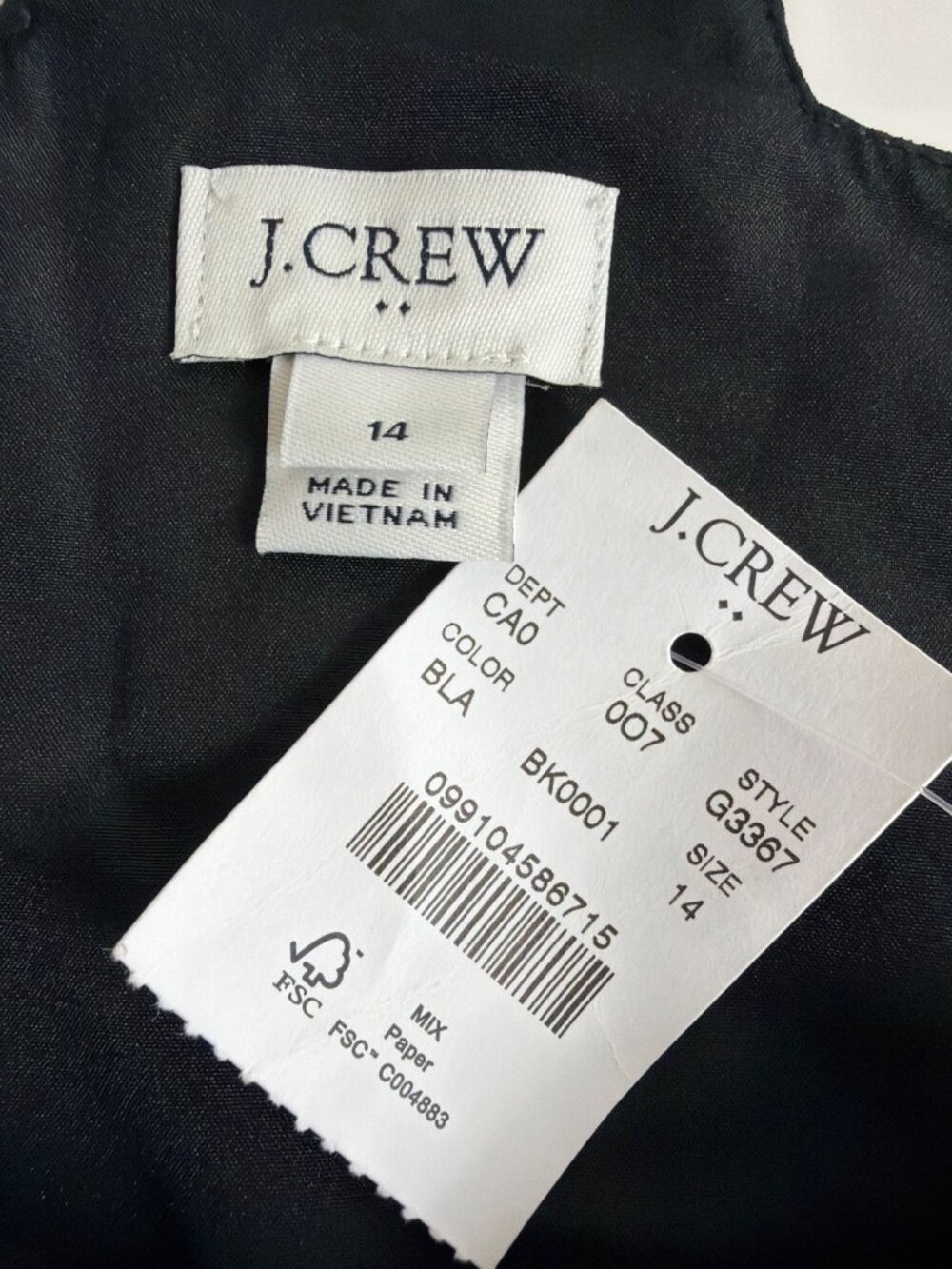 J.Crew Factory Scalloped Cami Tank Top Black Size 14 NWT - Picture 8 of 12